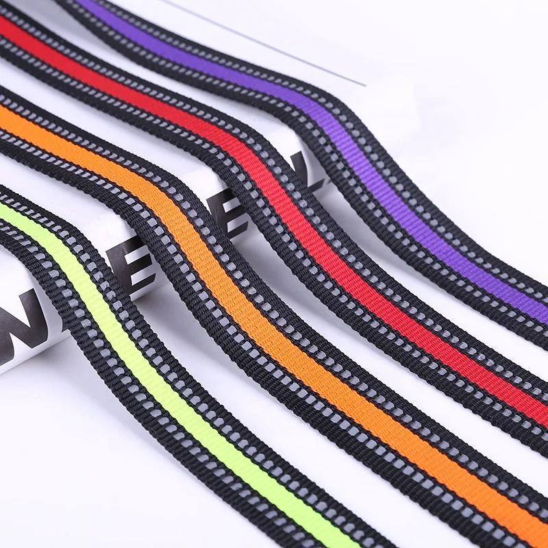 wholesale 1.5cm/2cm/2.5cm reflective webbing reflective nylon webbing strap for dog collar and leash