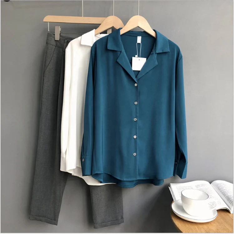 Solid Color Loose Long-sleeved Blouse Women Shirt Summer Clothes Women In Stock