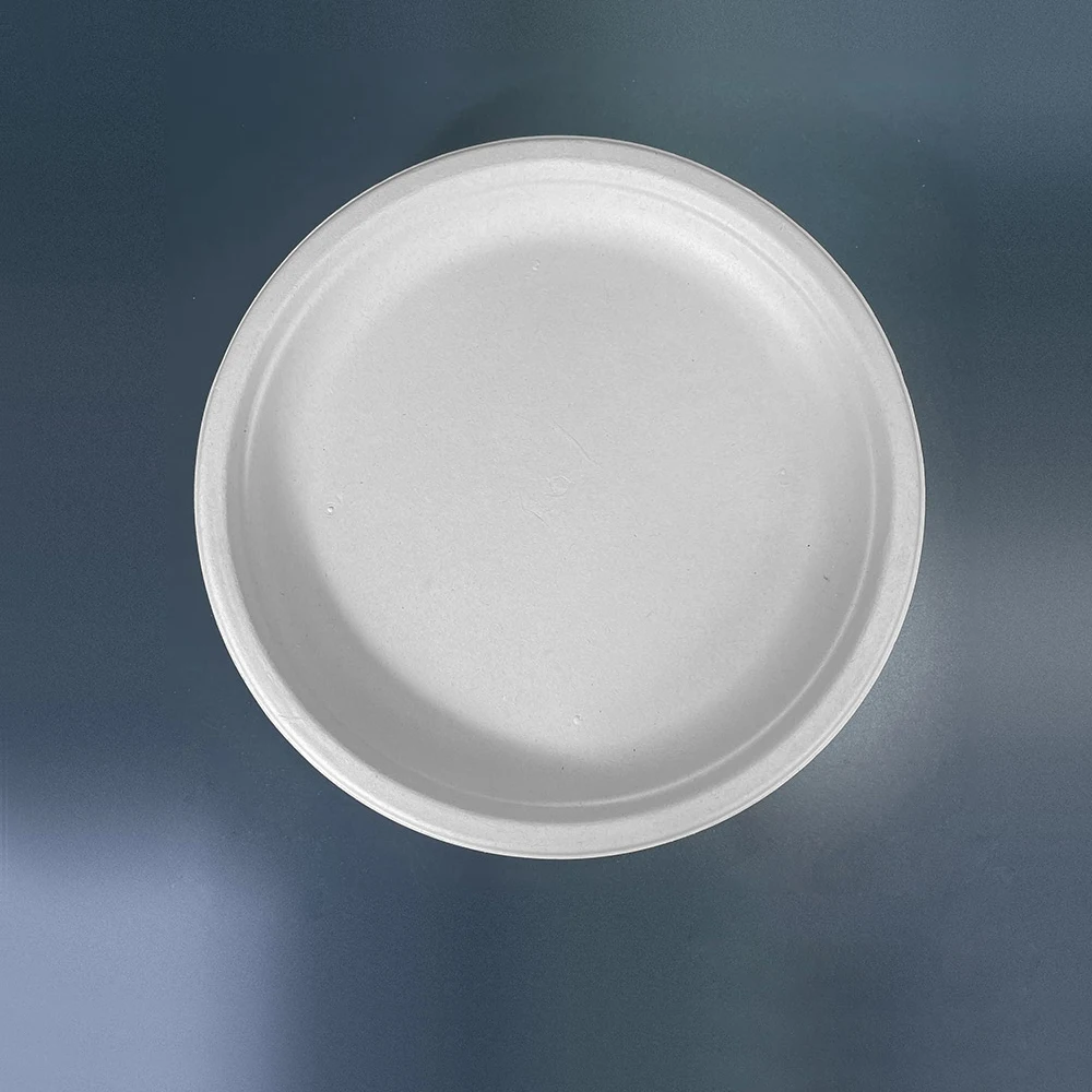 Белая круглая тарелка из сахарного тростника 8 86 дюймов биоразлагаемая широкоугольная бумага Квадратная с мукой