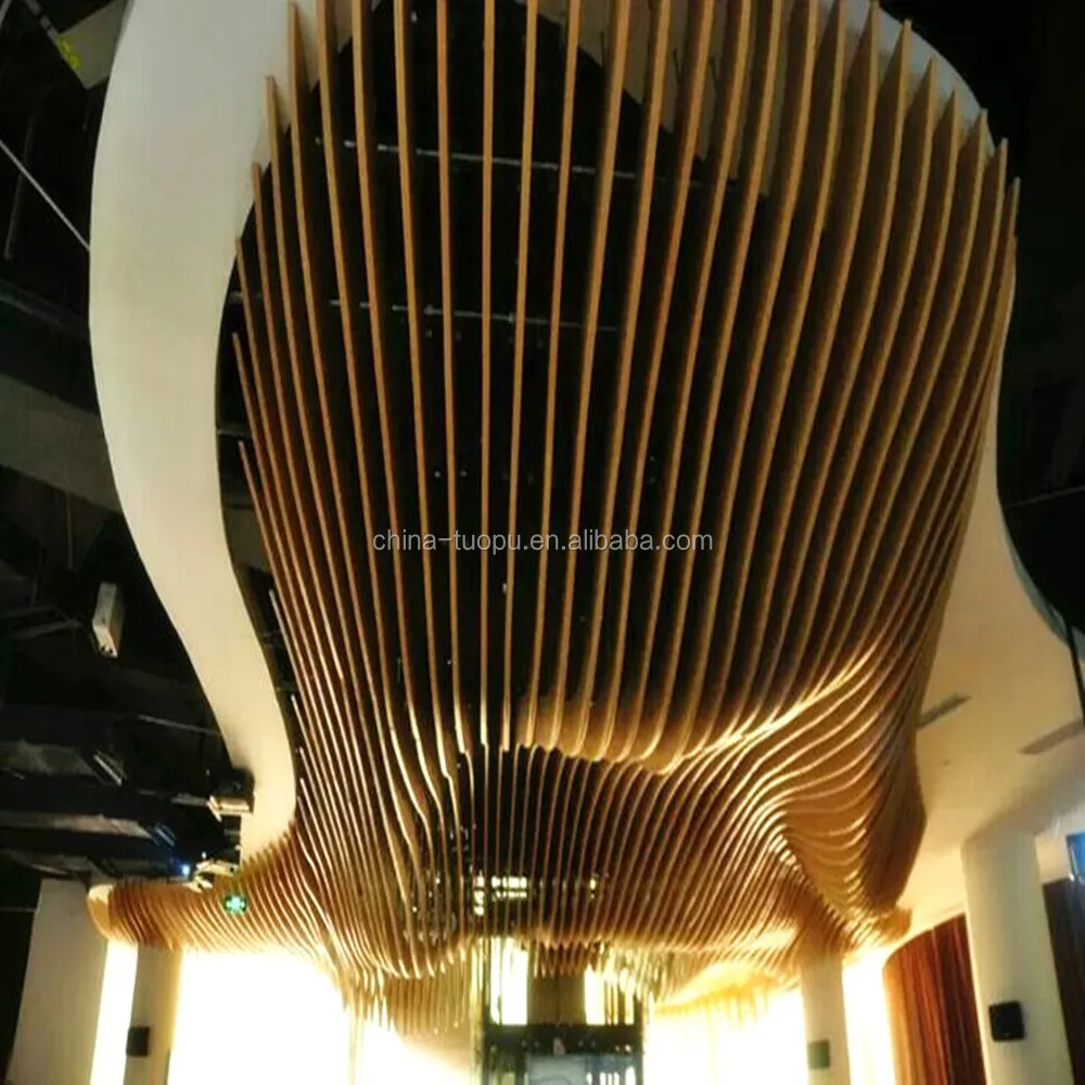 Interior Wall and Roof Decoration Fireproof Stretch Wave Aluminum Baffle Ceiling Panels