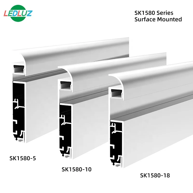 SK1580 Surface Mounted LED Skirting Lighting LED Aluminum Strip Profiles With PC Opal Diffuser
