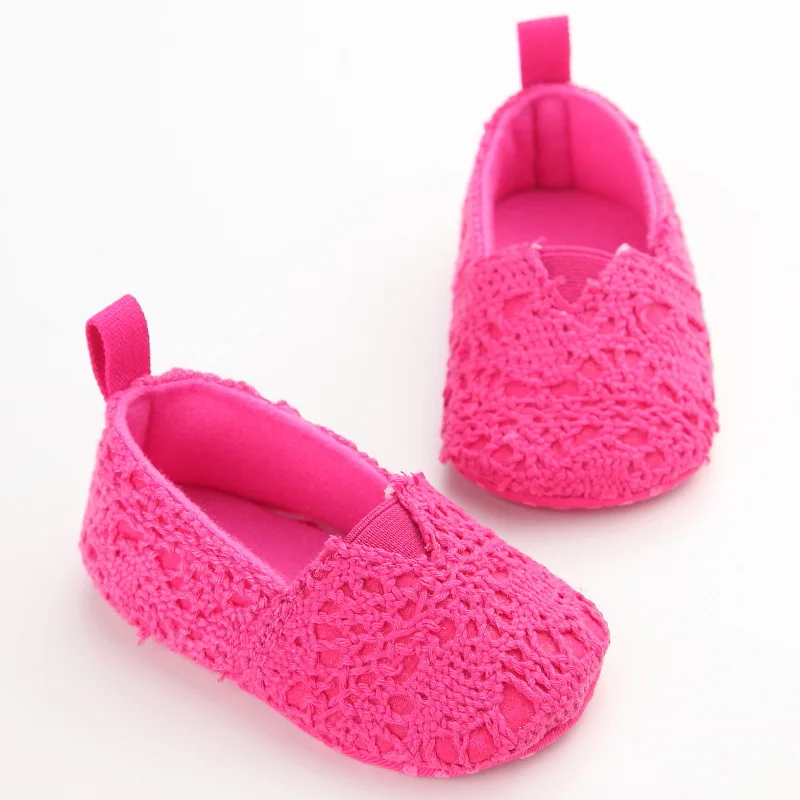 Slip-on design crochet  with 5colors soft sole wholesale baby girl shoes
