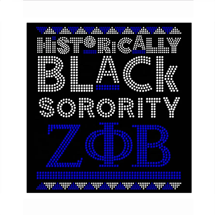 Custom Zeta Phi Beta Sorority Designs Motif Rhinestones Heat Transfer Flatback Style Shoes Garments Bags-Crystal Material Shape