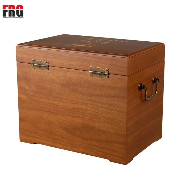 wholesale custom 6 bottle box portable MDF wood wine box with metal handles OEM & ODM