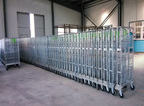 Warehouse cargo transport galvanized wire mesh roll container, roll cage trolley, rolling cage cart