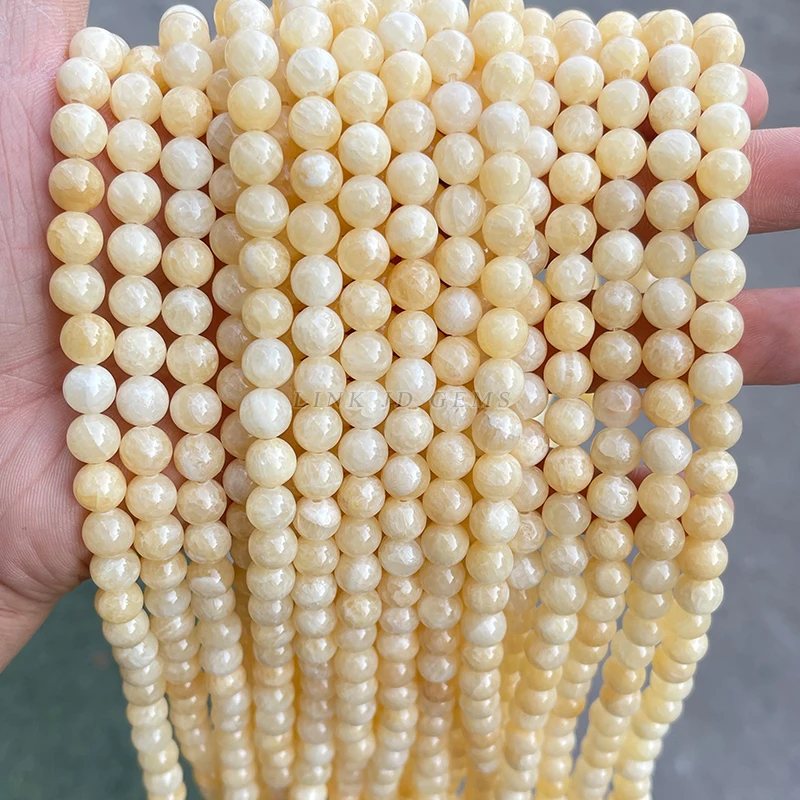 JD  4/6/8/10/12mm Natural Stone AAA Yellow Chalcedony Jades Spacer Round Beads for Jewelry Making DIY Bracelet Necklace