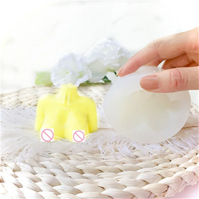 W030 3D Half-length Human Body Woman Fragrance Candle Silicone Mold Plaster Table Decoration Mold