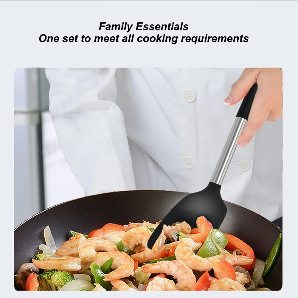 15 Pieces Kitchen Cooking Tools Conjunto De Utensilios De Cozinha Stainless Steel Handle Silicone Kitchen Utensils Set