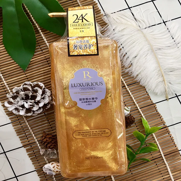 Hot Selling 24k Gold Body Wash Moisturizing Freesia Perfume Body Wash Gold Shower Gel