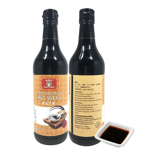 JOLION Healthy Food Glass bottle Premium Halal Haccp Superior  Less Salt  nongmo naturally fermented black Light Soy Sauce 500ml