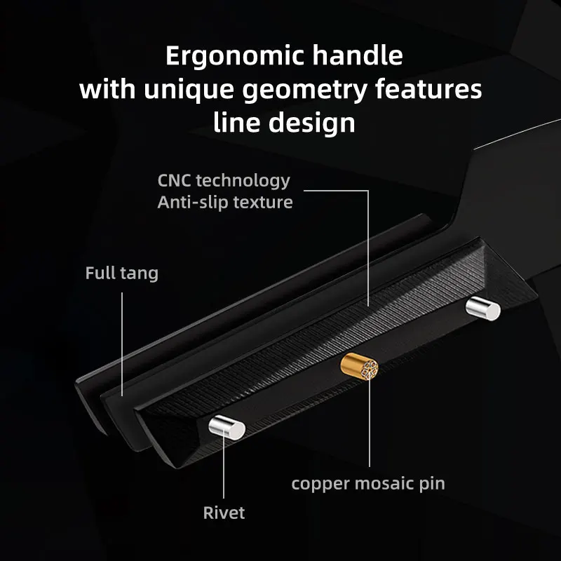 Premium 8 inch black titanium nitride non-reflective coating 7Cr17 MOV full tang chef knife with G10 CNC handle