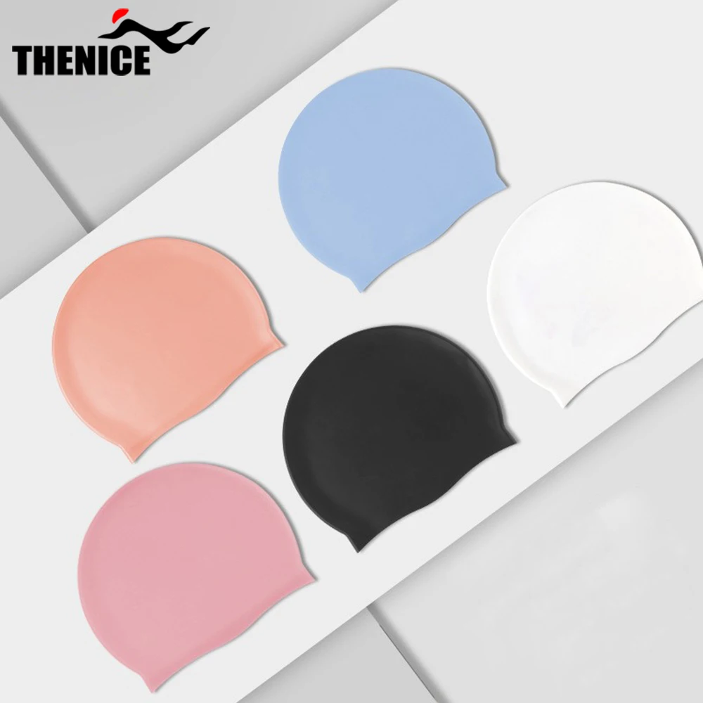 OEM Custom Logo Printed Suitable Seamless Hat Silicone Swimming Caps For Women Swimming Long Hair