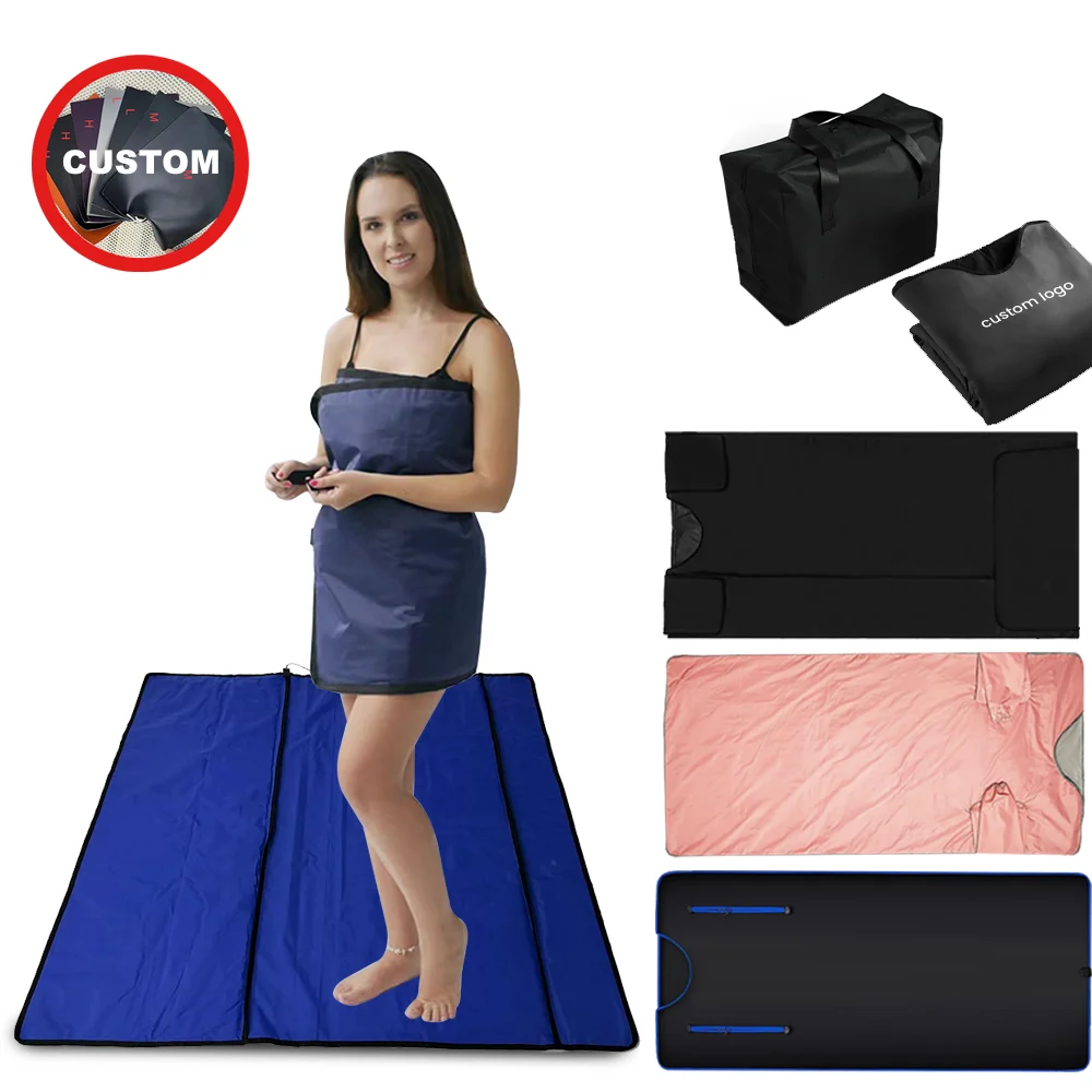 infrared sauna blanket natural jade tourmaline stone premium low emf silver two zones for detox detoxification portable