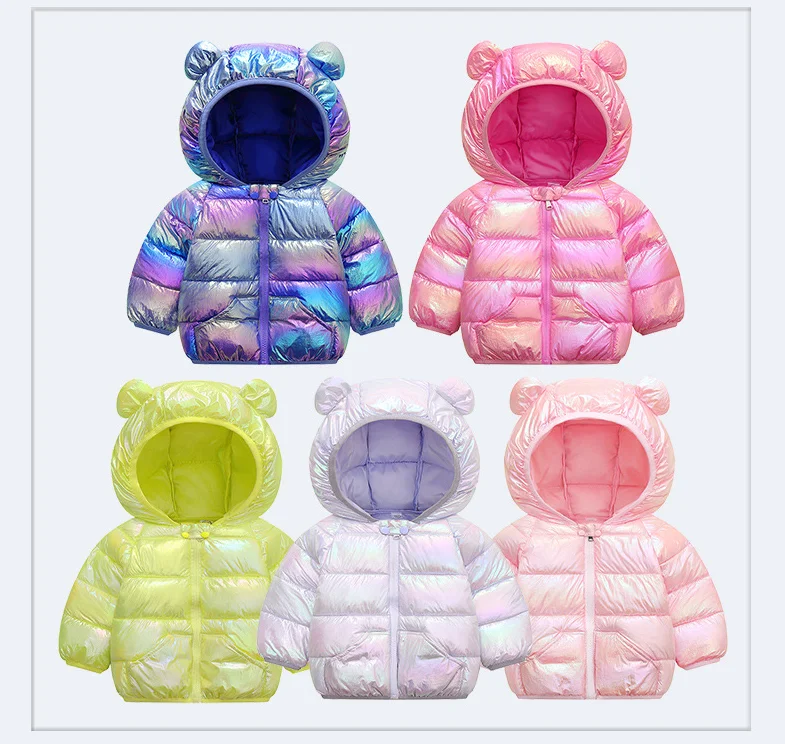 201228 Baby Boys Girls Light Puffer Padded Jacket Bear Hooded Infant Outerwear Winter Down Coats For Kids
