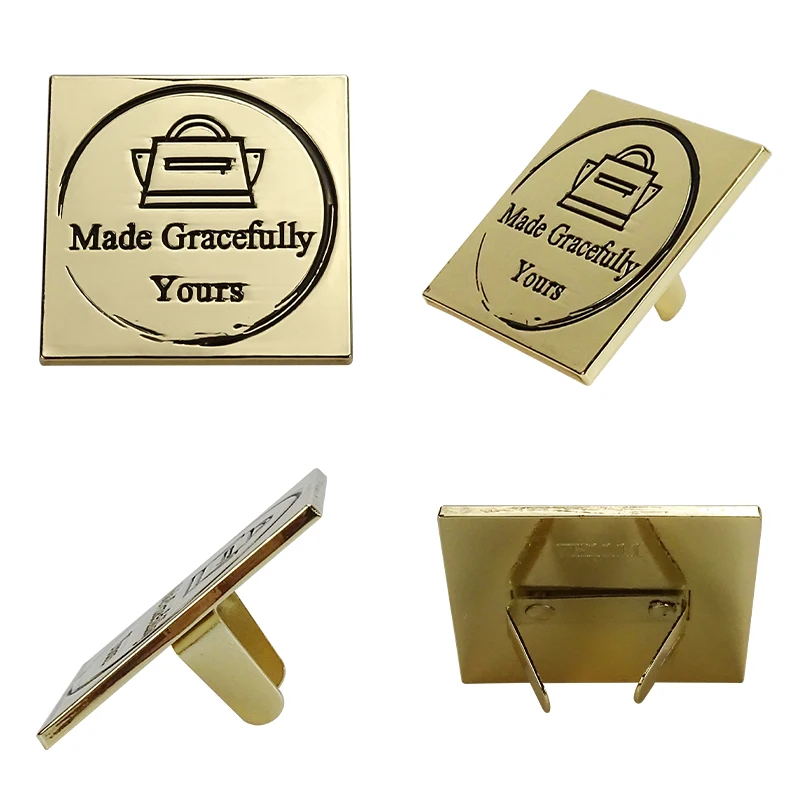 Light gold female bag hardware zinc alloy sign  metal logo accessories for bags 36*36mm