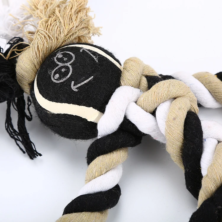 2021 Wholesale New Design durable chew rope dog toy with tennis ball