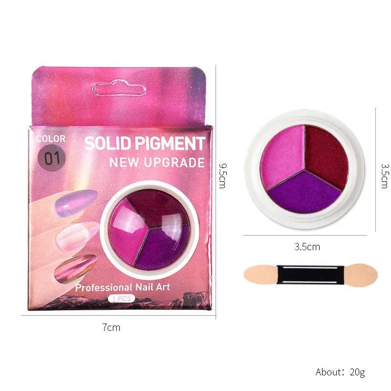 
OM Box Triple Color Laser Chrome Glitter Aurora Mirror Design Acrylic Powder Nail Art Decoration Nail Powder 