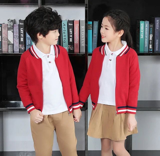2022 Autumn Winter Kids Primary Kindergarten Girls and Boys New Style Sweater Jacket Three Pieces UK American School Uniform