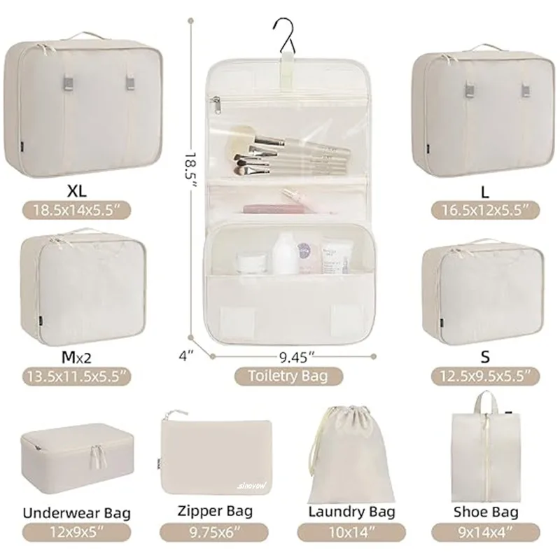 Sinovow OEM ODM Travel Suitcase Storage Bag Set Travel bags Luggage Organizer Storage Bags Compression Packing Cubes with BSCI