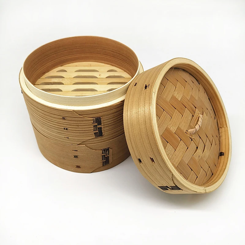 Customized Size high quality bamboo steamer 18cm 7cm depth steamer basket bamboo For Rice cooking