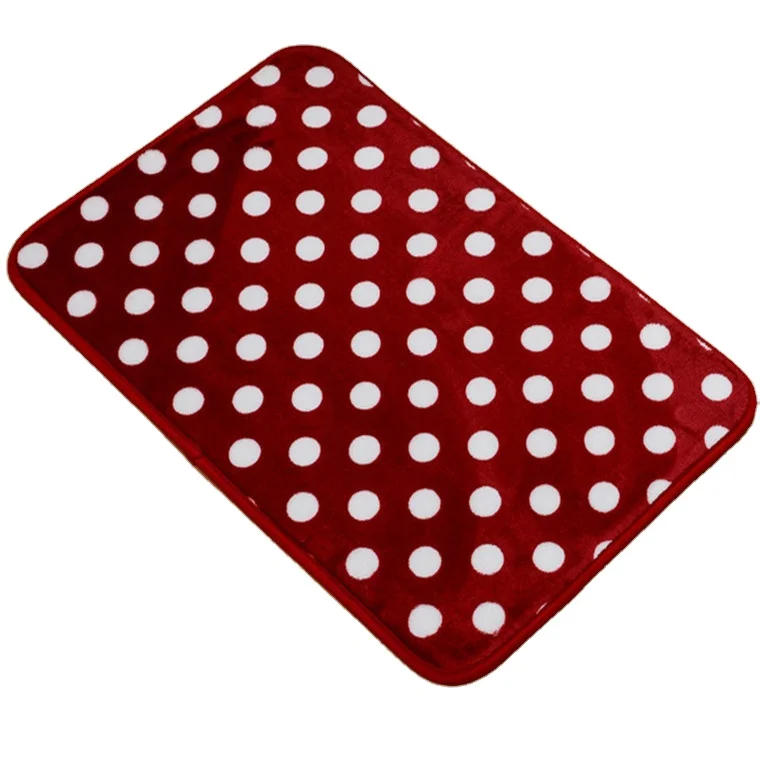 Cheap flannel memory foam polka dot anti-slip absorption floor mat