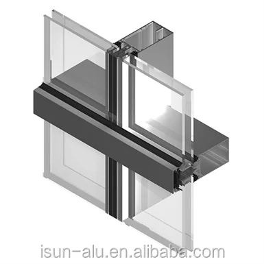 Outdoor Building aluminum glass curtain wall half hidden frame system exterior glass wall system curtain glass curtain wall