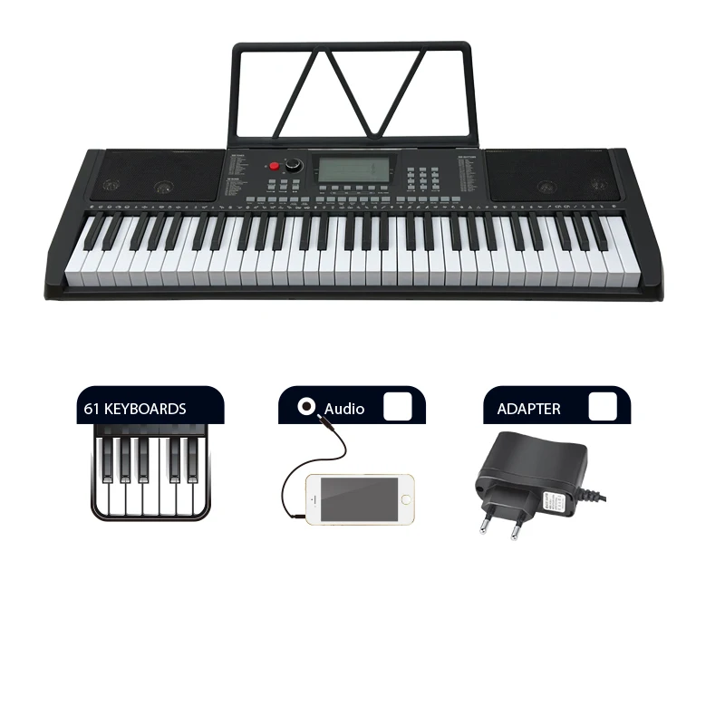 Multi-function 61 Big Key Touch Response Electronic Organ Digital Piano Electric Musical Instruments USB MIDI Port