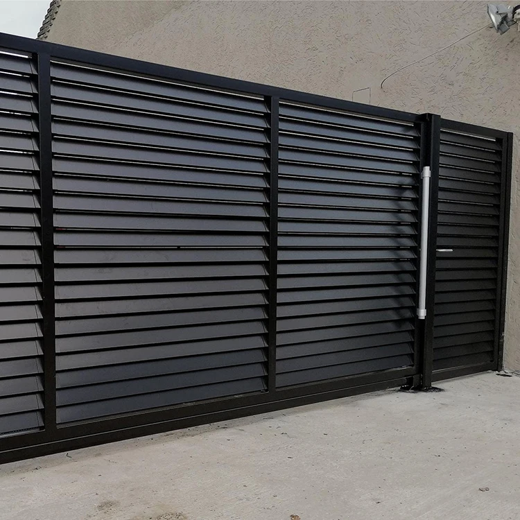 GRANDSEA CUSTOMIZE aluminium louver main gates house villa external front entry automated sliding aluminum fence gate designs