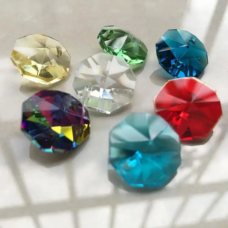 Loose Octagon Single Hole Faceted clear Crystal Glass Beads for Jewelry Making