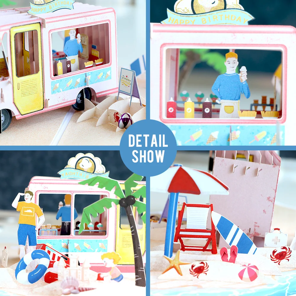 Happy Birthday Handmade Pop Up Card Greeting Card 3D Birthday Card For Birthday with Envelope