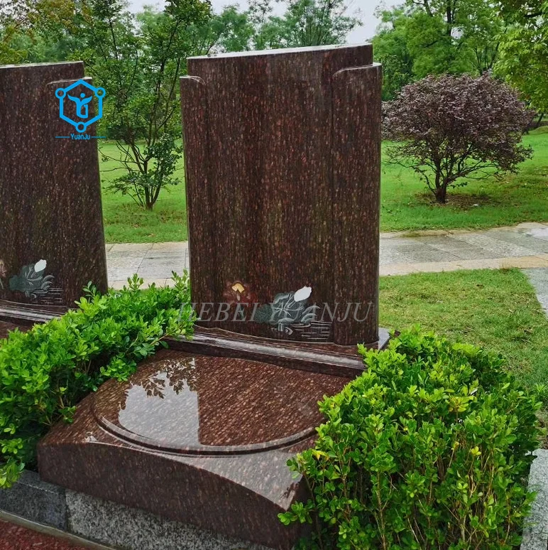European Style Funerial Indian Indora Red Granite Tombstone Gravestone Monument Headstone