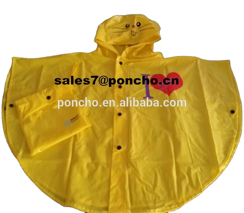 Hot sales cheap plastic PVC kids rain poncho/ children raincoat