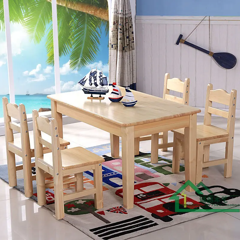 Rectangular Preschool Table and Chairs Multi- Functional Wooden Kindergarten Children Chairs and Tables