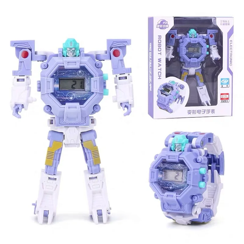 Wholesale and retail Kids Toddler Cute Cool Cartoon Transformative Robot Toys Watches with Gift Box Packaging