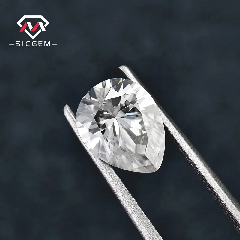 SICGEM Loose Gemstone 10x7mm 2-3 CT 4 CT Synthetic Pear Cut Waterdrop Shaped Moissanite Diamond For Jewelry Setting