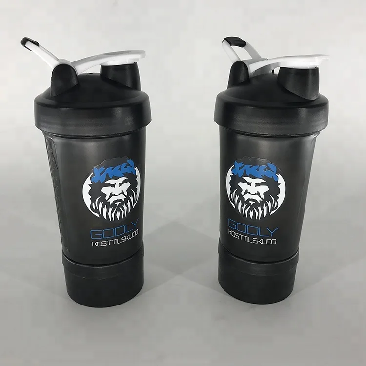 Custom Logo Fitness Protein Blender Drinking Eco-friendly PP Plastic Gym Water Shaker Bottle With Pill Box