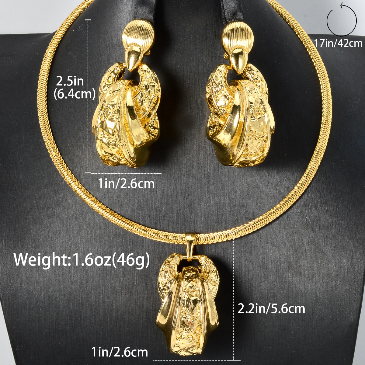 New Fashion Copper Big Earrings Pendent Necklace jewelry set for women