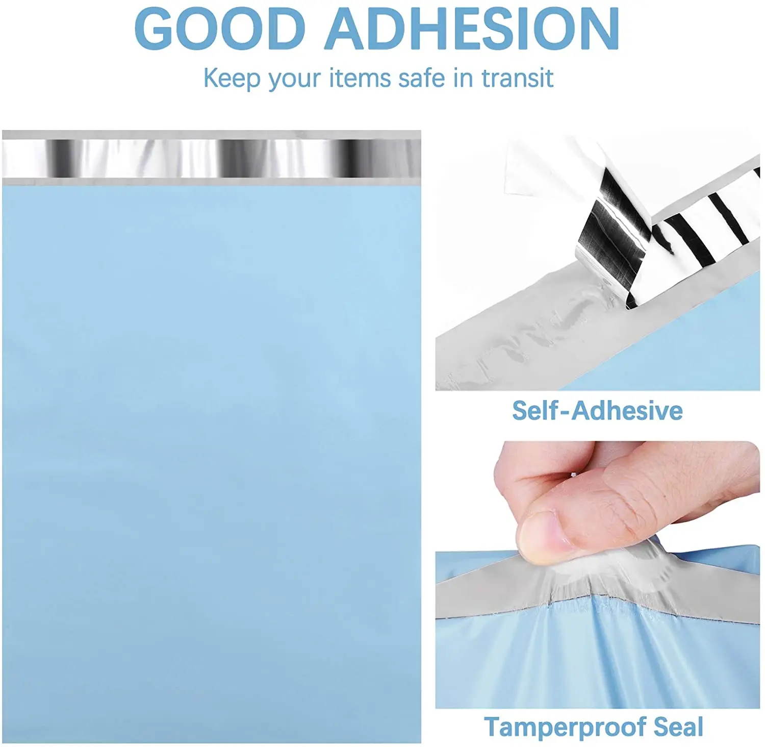 Poly Mailers 12x15.5 100 Pack Large Shipping Bags Strong Adhesive Postal Bags Sky Blue Mailing Bags Multipurpose Envelopes