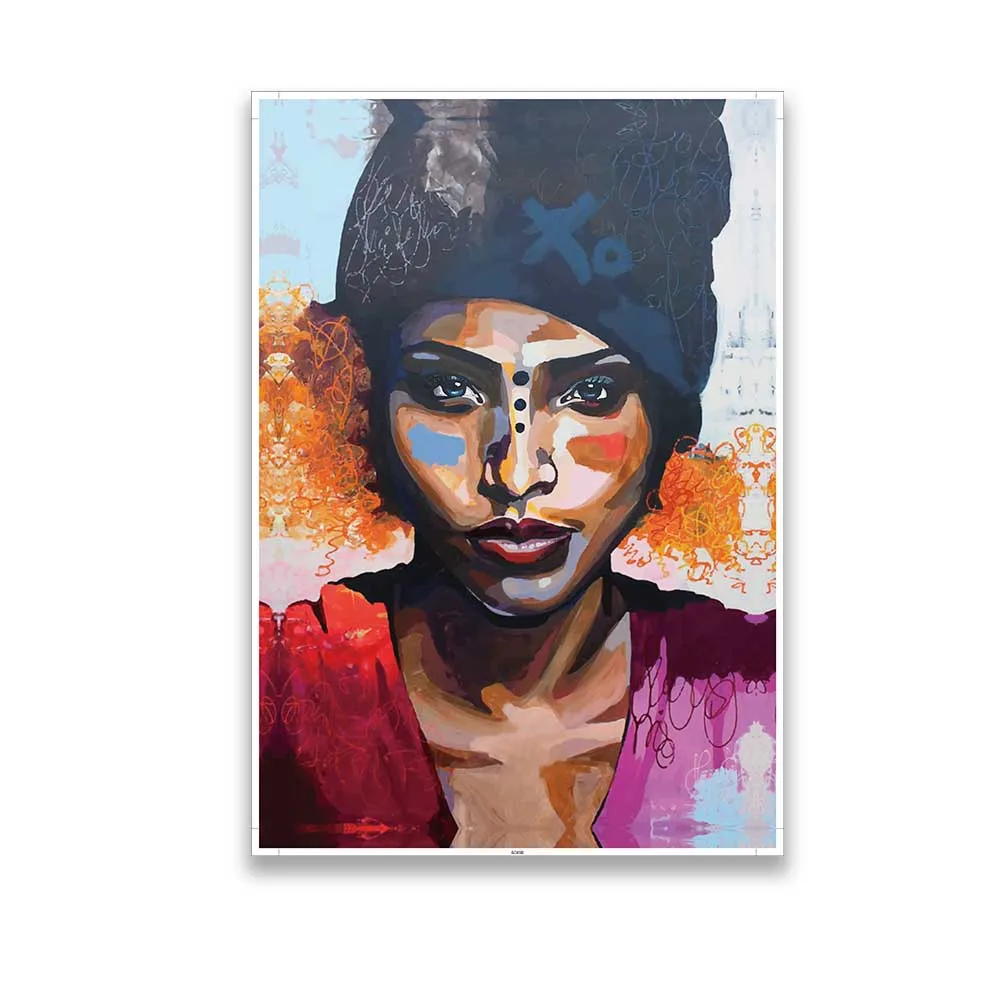 Wall Home Decor Modern African Women Art Figure Painting