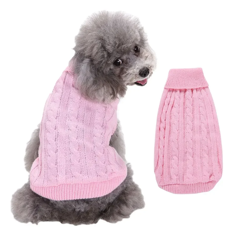 Fashion Designer Classic Cable Pet Knit Jumper Dog Sweater