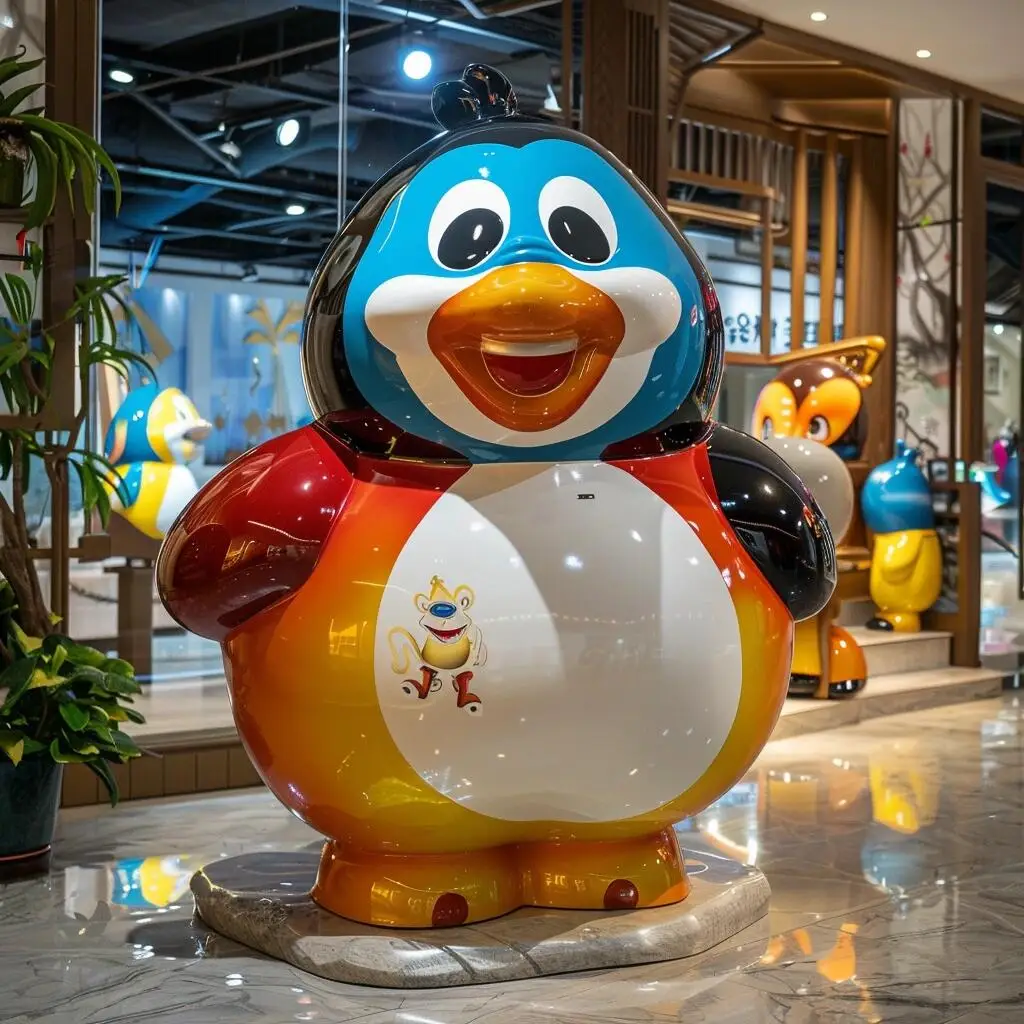 Custom Large Indoor Mall Flower Duck Decoration Fiberglass Sculpture Animal Fiberglass Statue