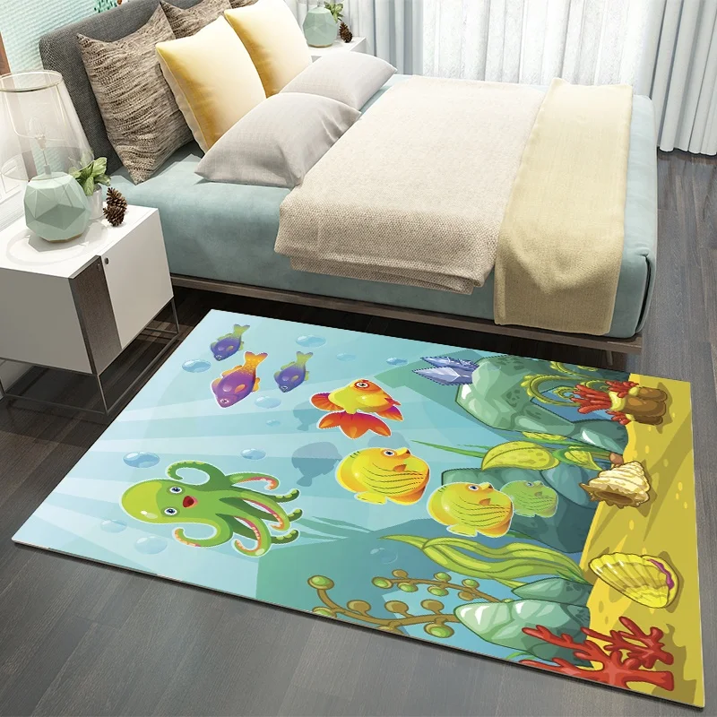 Anti slip printed crystal diamond velvet polyester cartoon mickey mouse children carpet rug for kids room living room