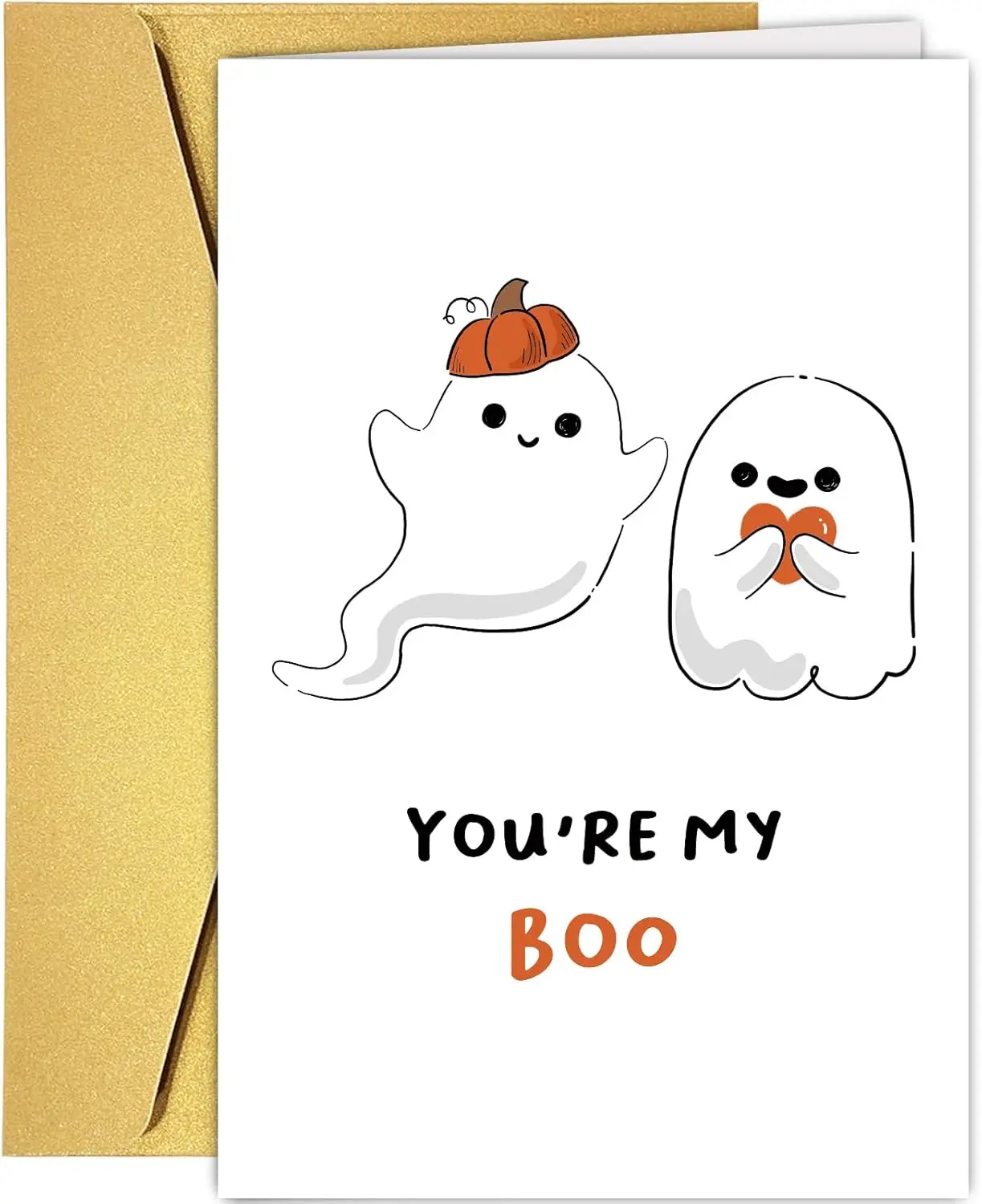Cute Ghost Anniversary Card for Husband Wife You Are My Boo Halloween Card for Him Her Funny Valentines Day Card