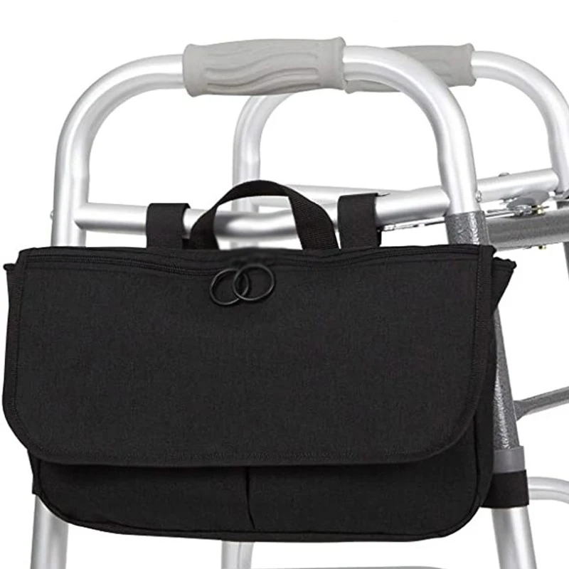 OEM Wheelchair Carry Bag Arm Rest Pouch Rollator Walkers Knee Scooters Side Storage Organizer Elderly Seniors Adults Travel Tote