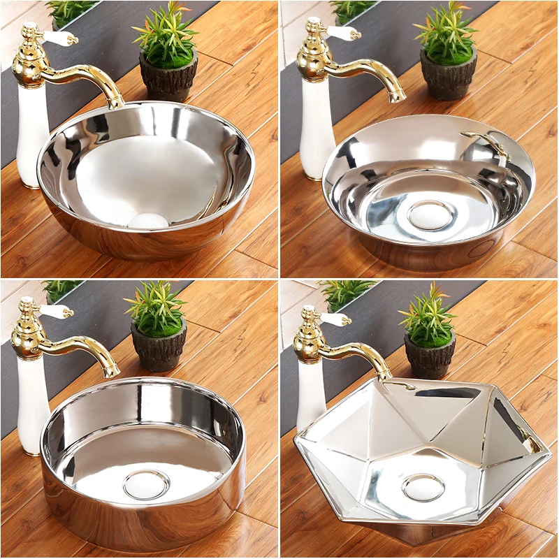 Good Sale Above Counter Top Gold Plating Round Wash Basin