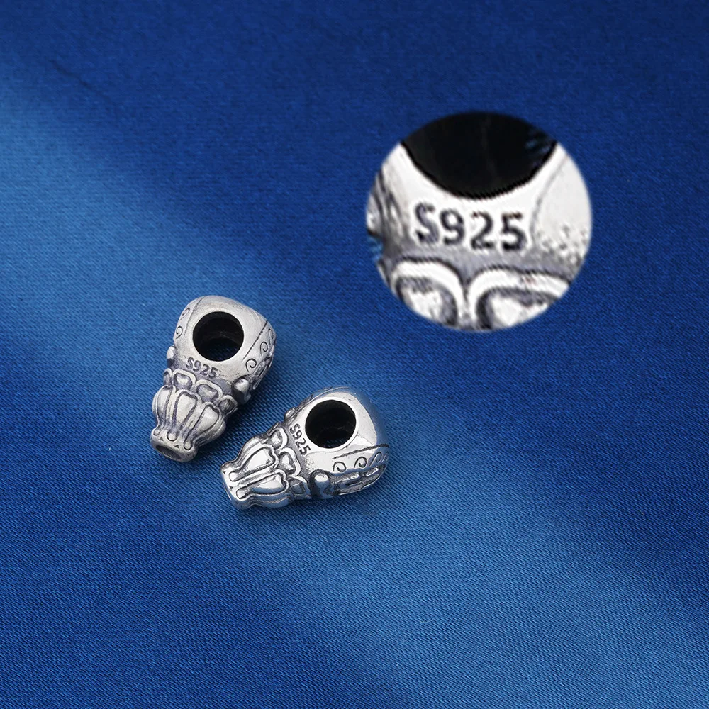 S925 Sterling Silver Tibetan Faceless Buddha One-Piece Three-Way Buddha Head Manual DIY Literary Jewelry Findings Components
