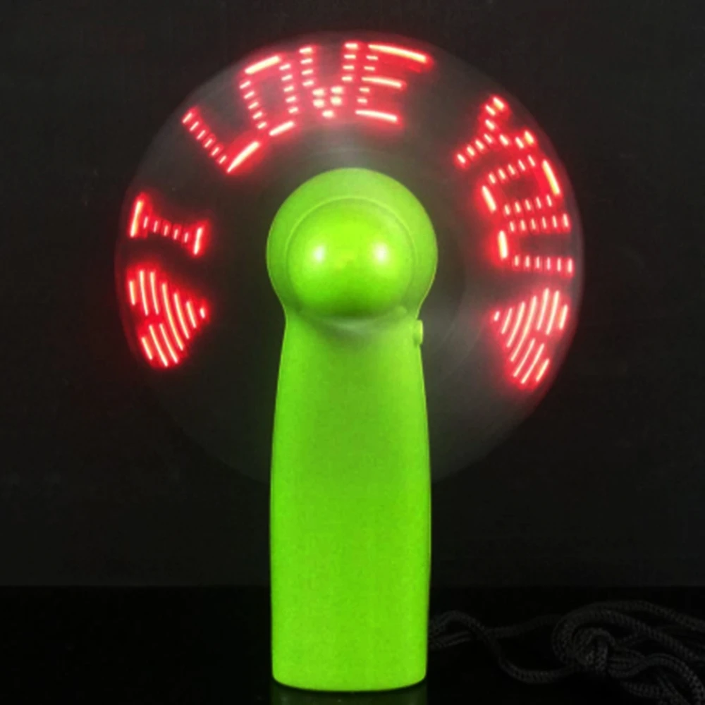 mini portable handy led custom message battery fan