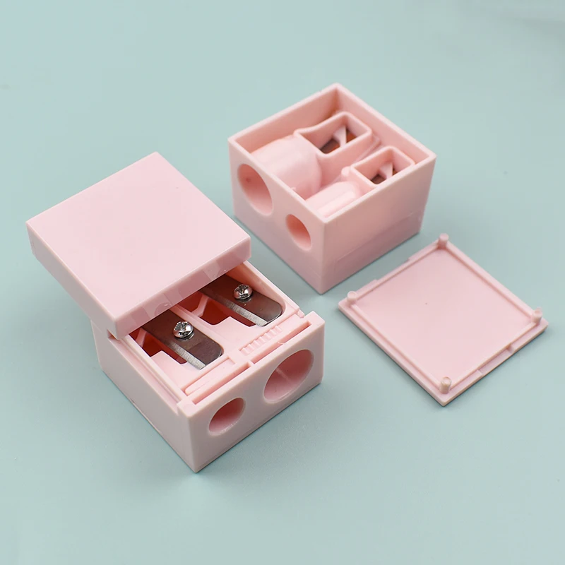 Private Label Double hole mini hand pencil sharpener knife rolling Makeup Eyebrow Lip liner pencil makeup sharpener tool