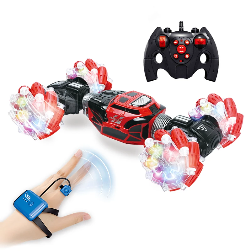 2.4GHz 4WD Watch Control Transforming Twist RC Stunt Car Toy Smart Gesture Control RC Car With Lights Music