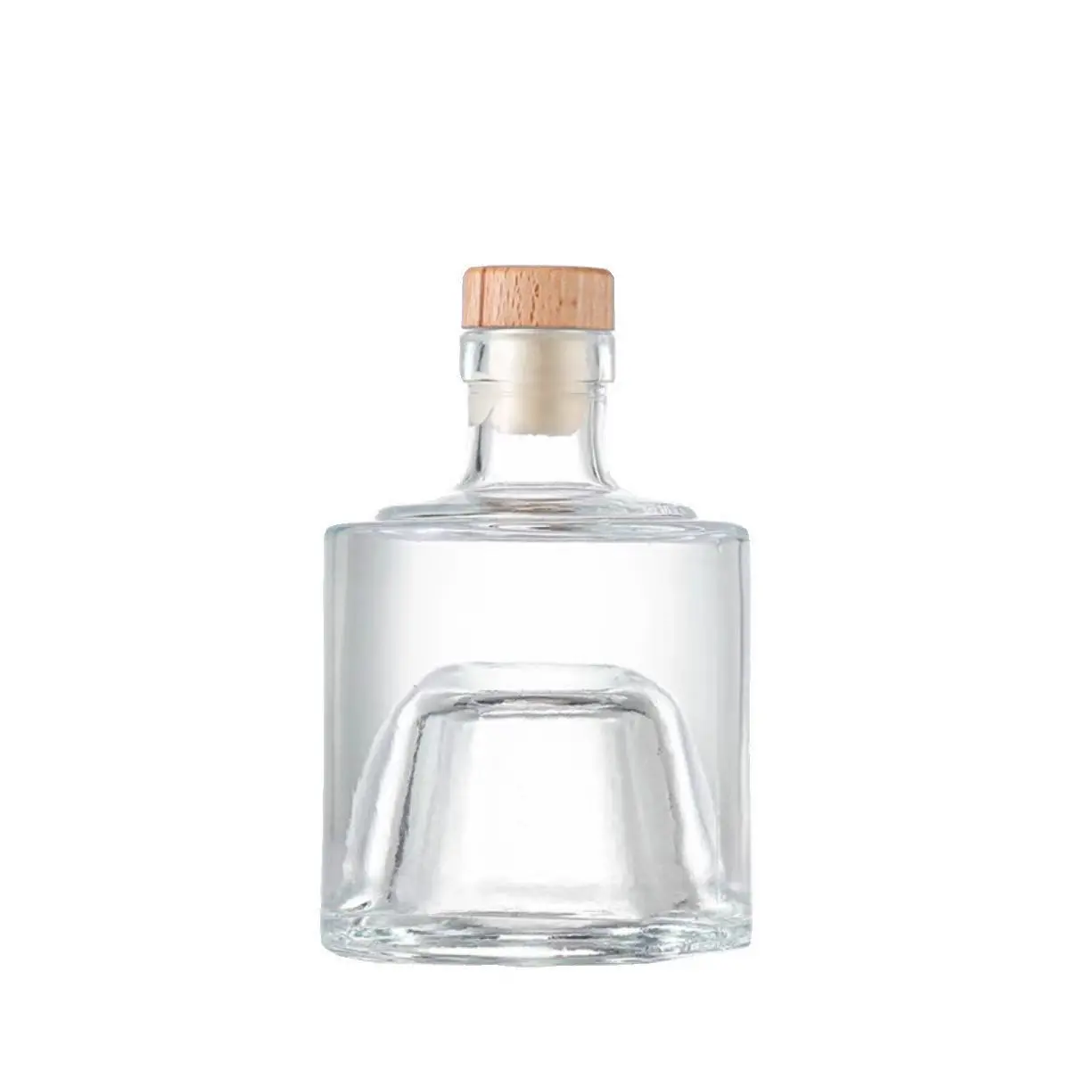 Wholesales 250ml 125ml 8oz 4oz Glass Wine Bottle Stackable Glass Rum Vodka Spirit Liquor Glass Bottle with T- Cork